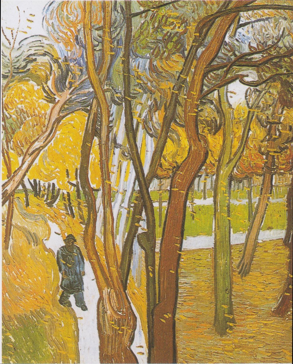 Spaziergänger im Park mit fallenden Blättern von Vincent van Gogh