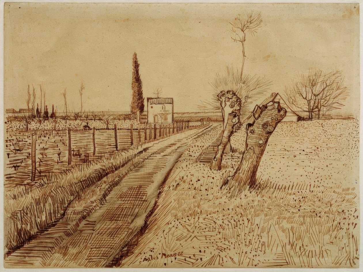 Landschaft mit Weg und Kopfweiden von Vincent van Gogh