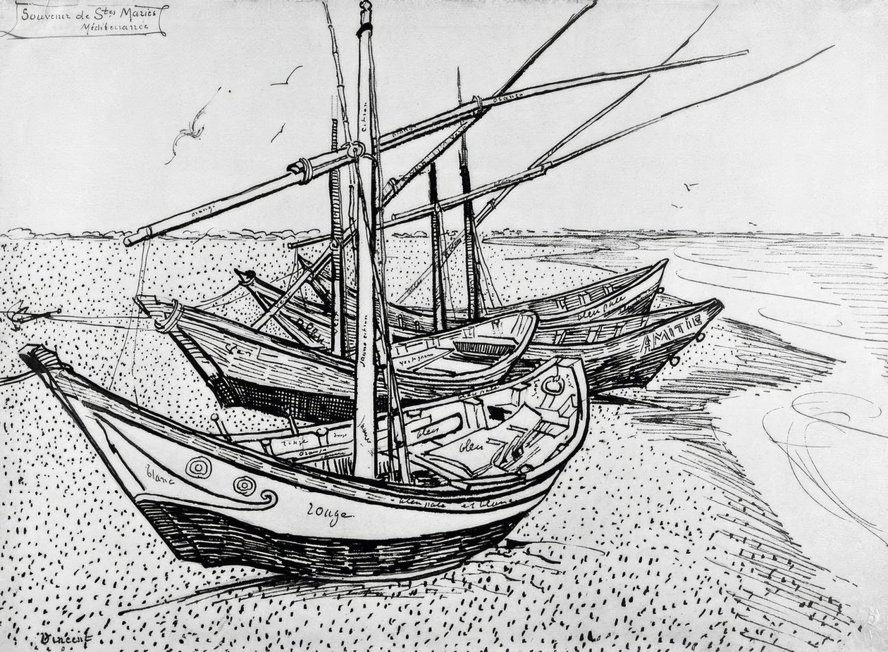 Segelboote in Saintes-Maries von Vincent van Gogh