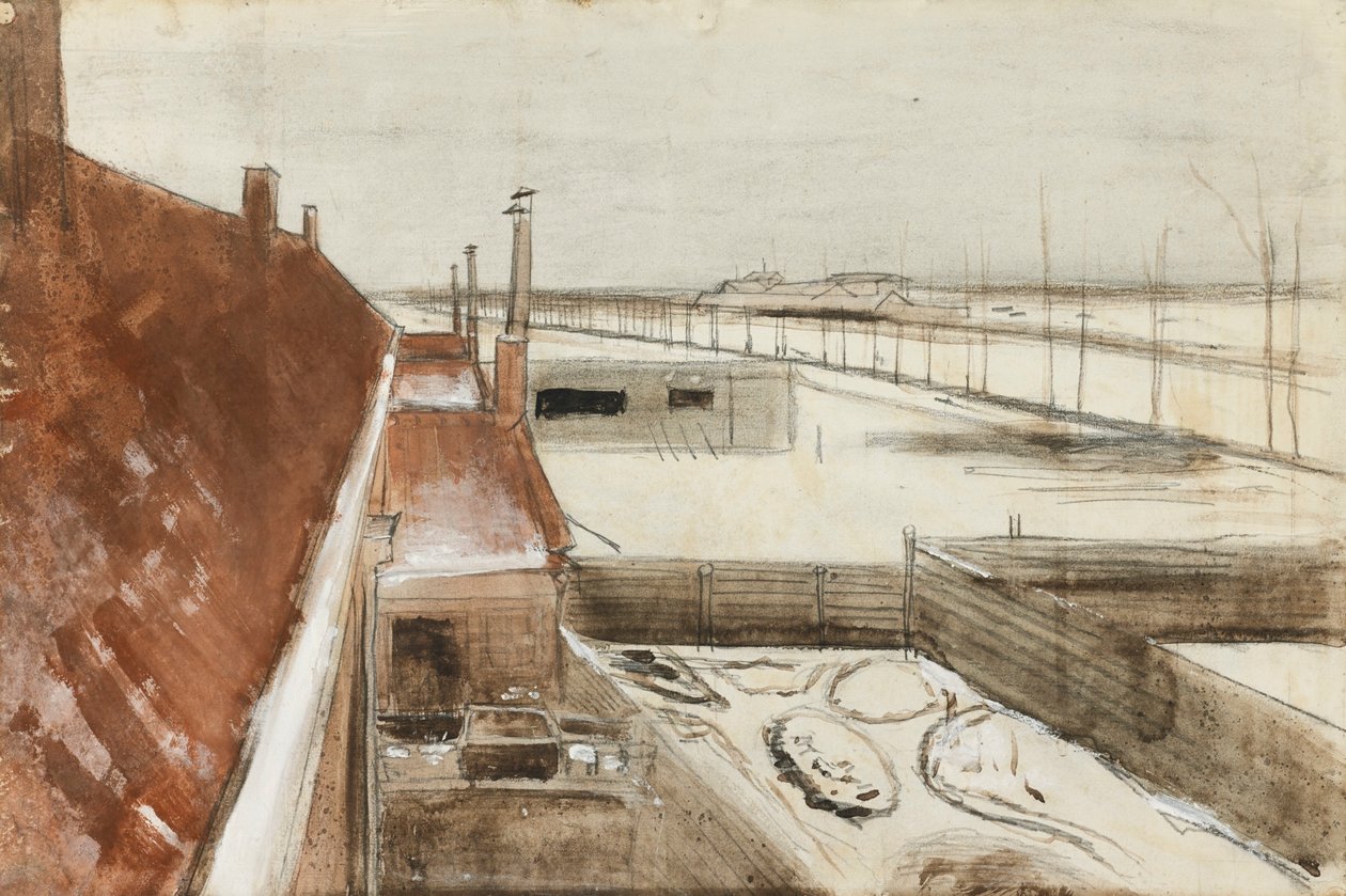 Blick aus dem Fenster von Vincents Atelier im Winter II (1883) von Vincent van Gogh