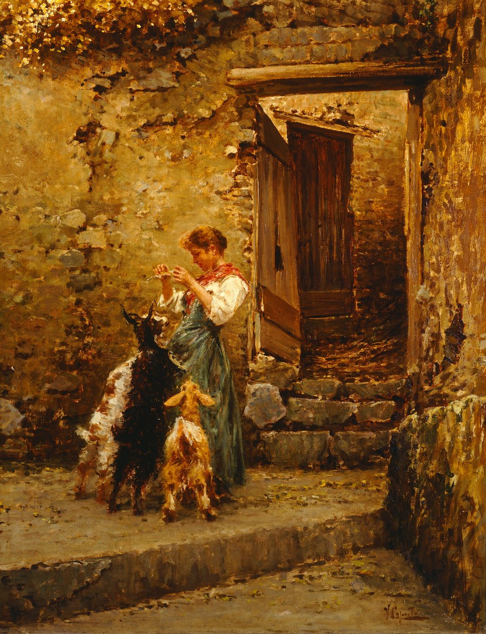 Bauer mit Ziegen von Vincenzo Caprile