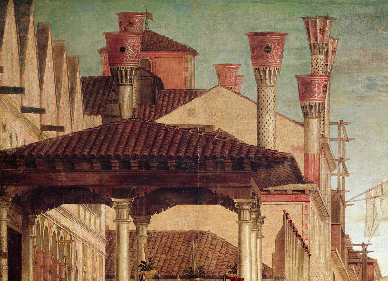 Das Wunder der Reliquie des Wahren Kreuzes auf der Rialto-Brücke, 1494 (Detail) von Vittore Carpaccio