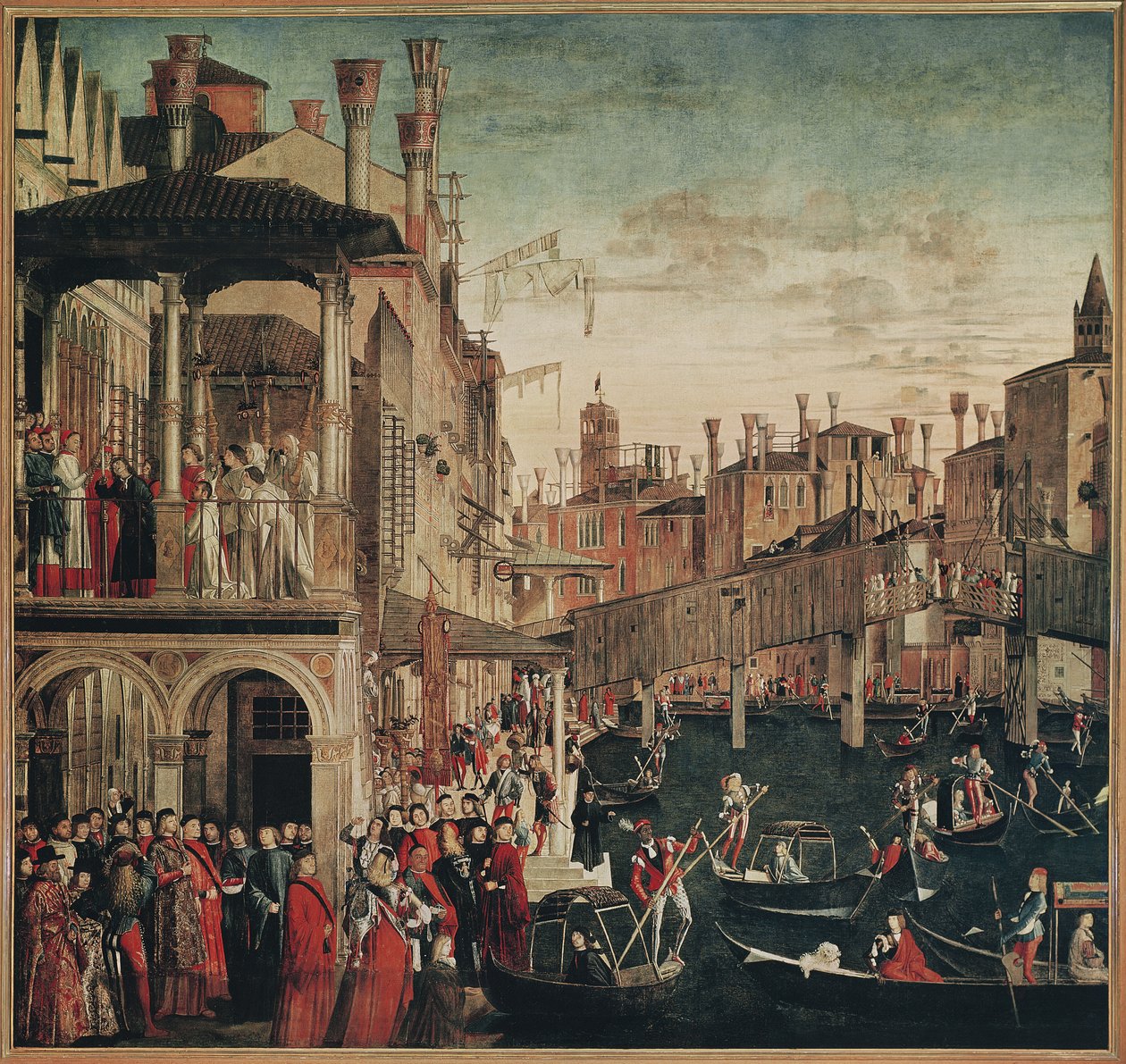 Das Wunder der Reliquie des Wahren Kreuzes auf der Rialto-Brücke, 1494 von Vittore Carpaccio