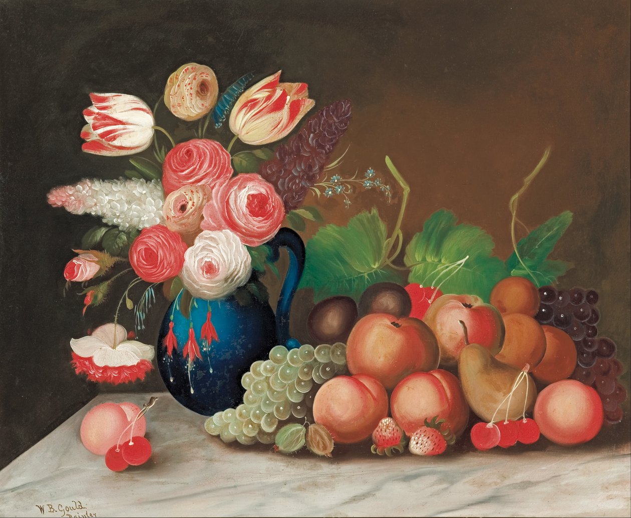 Stillleben mit Obst und Blumen von W.B. Gould