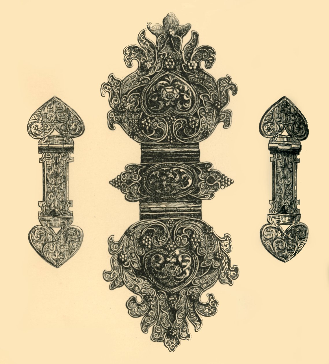 Silberne Buchverschlüsse, 1881 von W. E. Mackaness