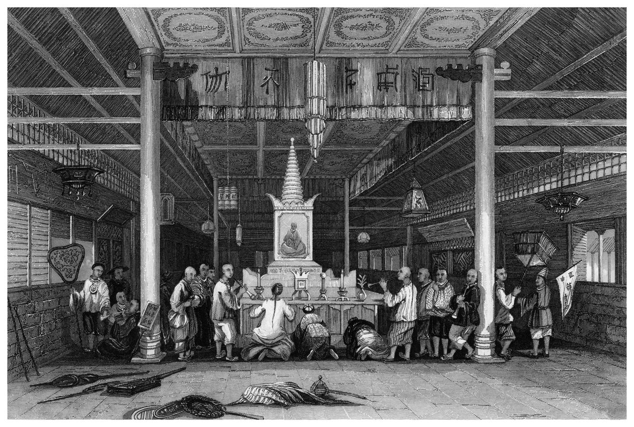 Tempel des Buddha, Kanton, China, 1843 von W. H. Capone