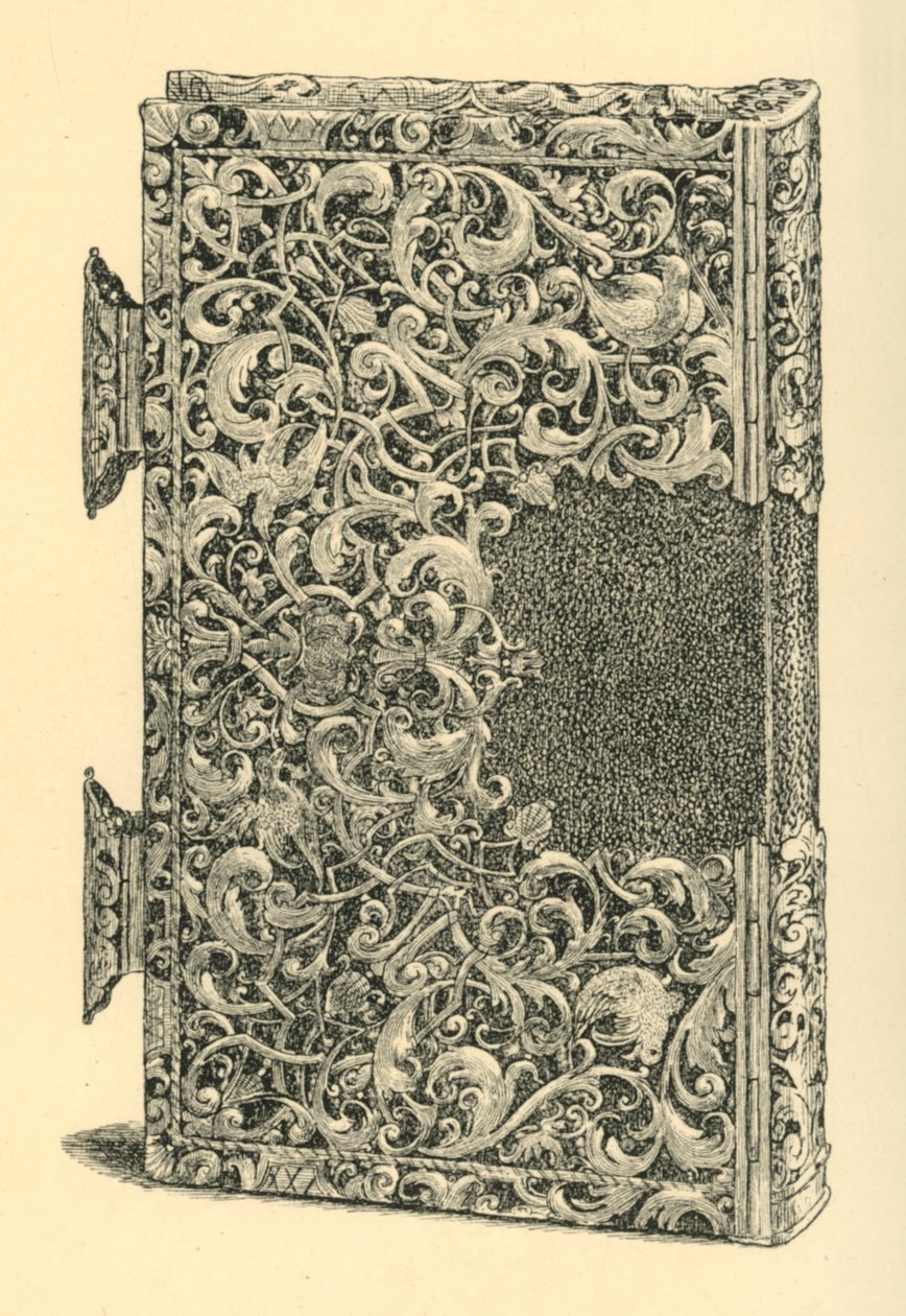 Silbervergoldeter Bucheinband von W Jones