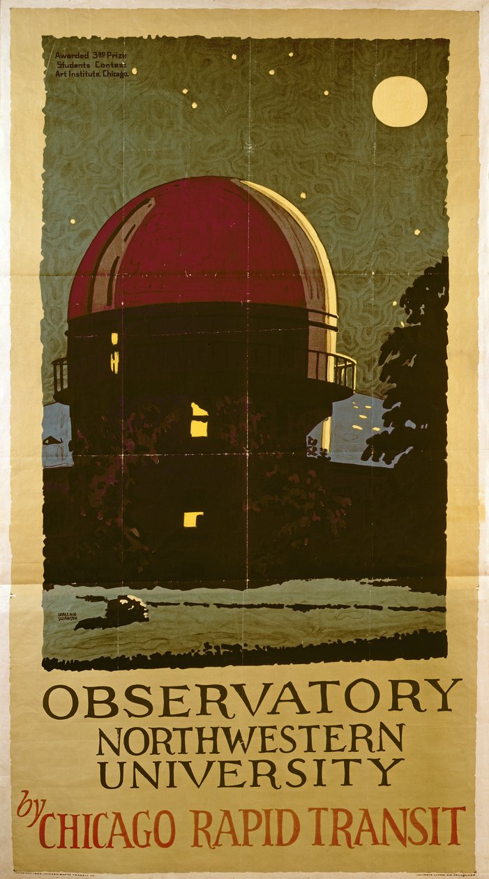 Observatorium der Northwestern University, Plakat für die Chicago Rapid Transit Company, USA, 1925 von Wallace Swanson