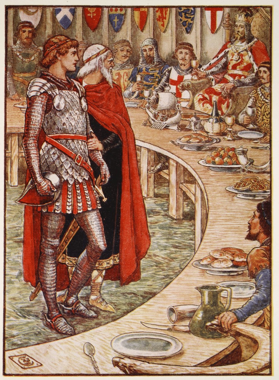 Sir Galahad wird an den Hof von König Artus gebracht, aus 