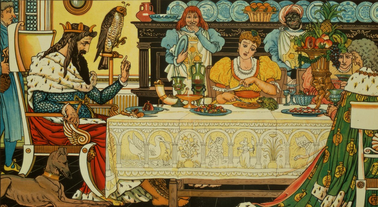 Die Prinzessin teilt ihr Abendessen mit dem Frosch, aus 