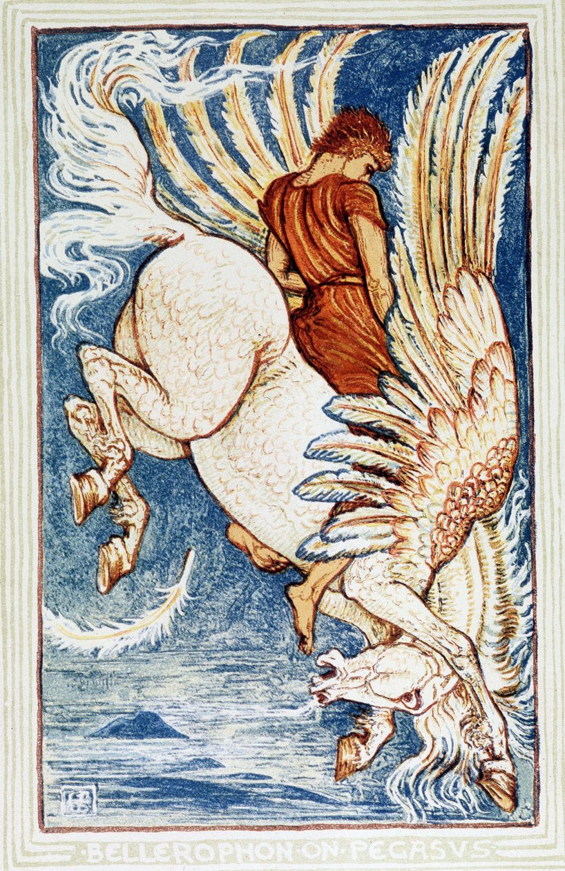 Bellerophon auf Pegasus von Walter Crane