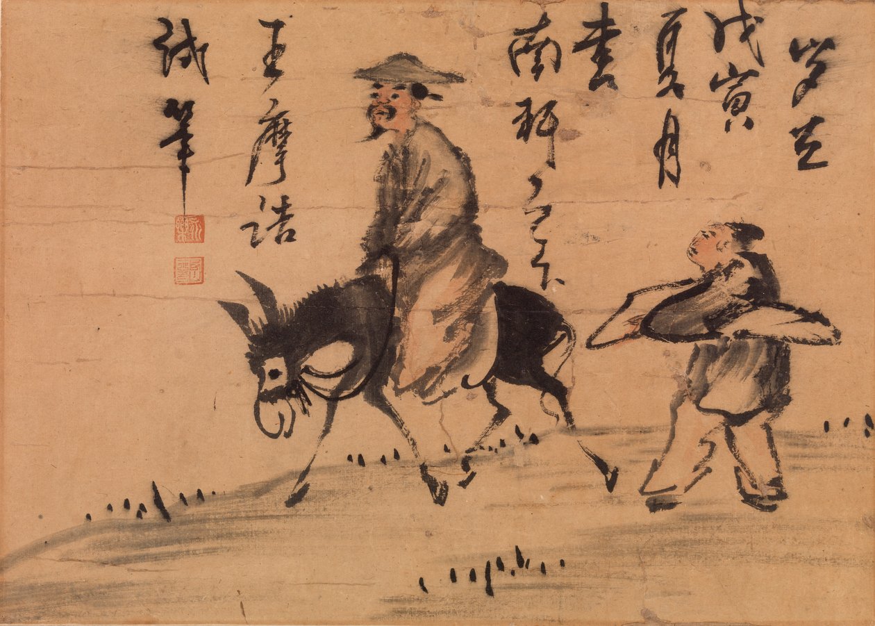 Ein Dichter auf einem Maultier von Wang Wei