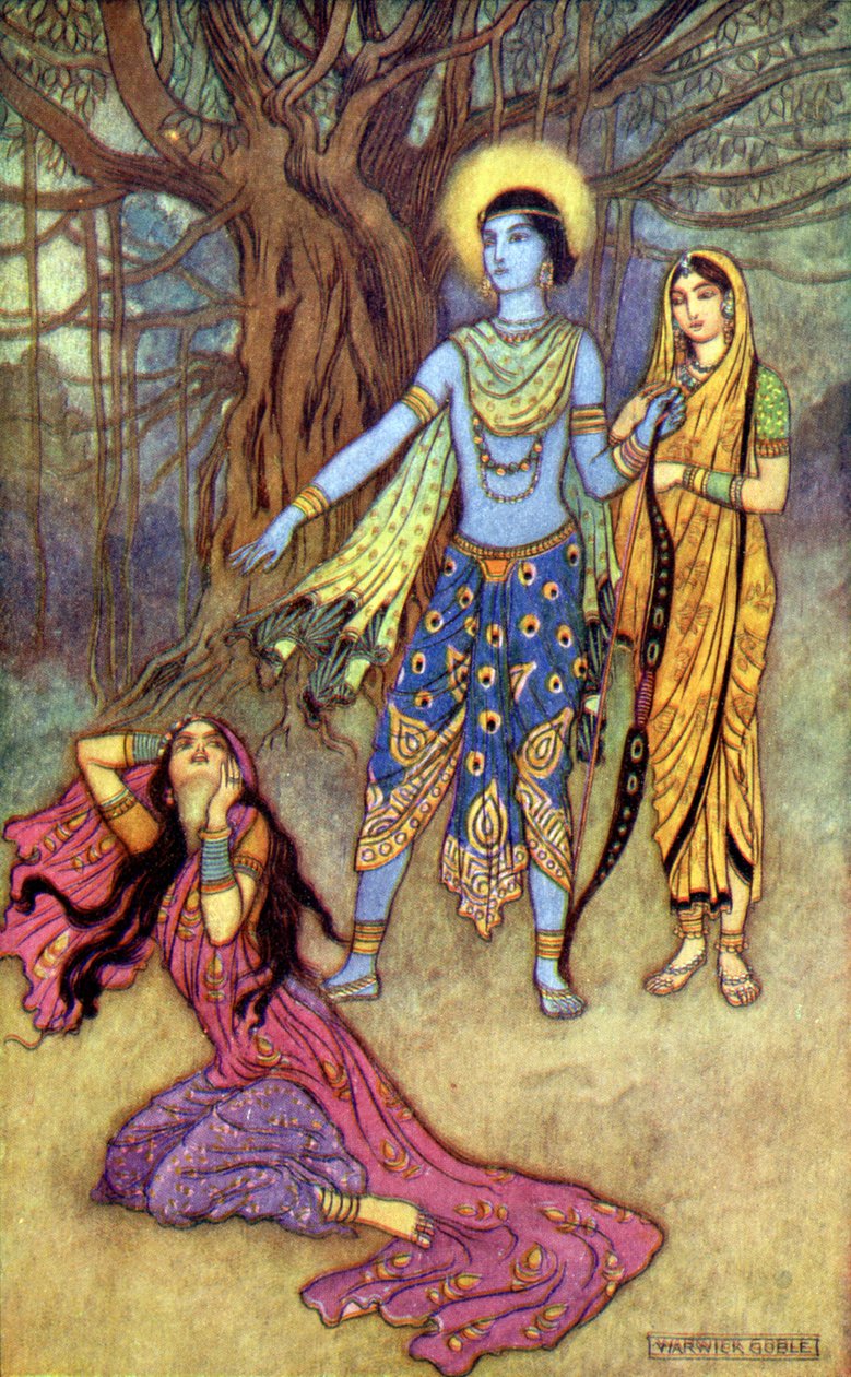 Rama weist den Dämonenliebhaber zurück von Warwick Goble