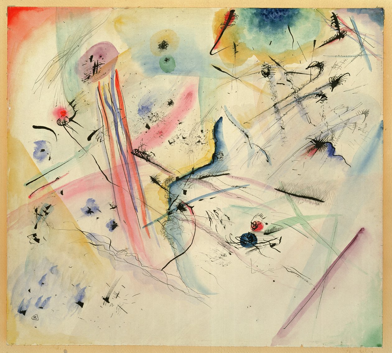 Komposition mit roten und blauen Streifen von Wassily Kandinsky