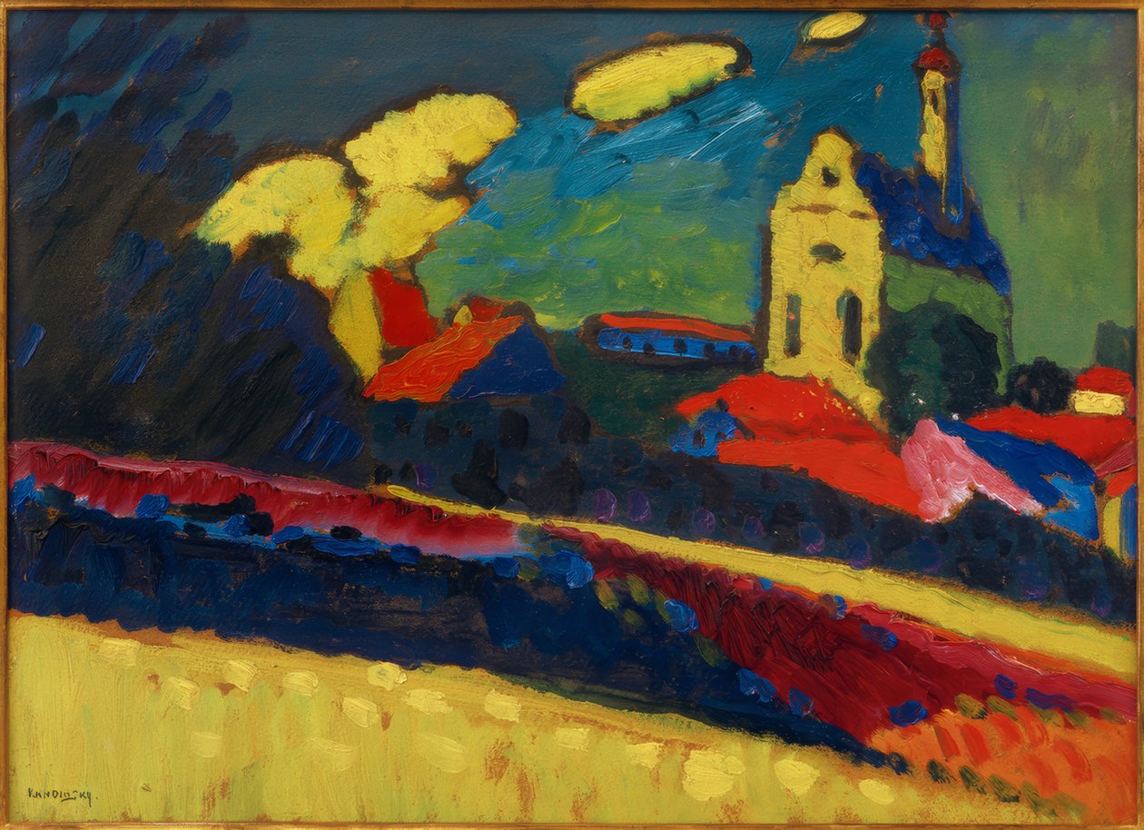 Studie zu Murnau – Landschaft mit Kirche I von Wassily Kandinsky