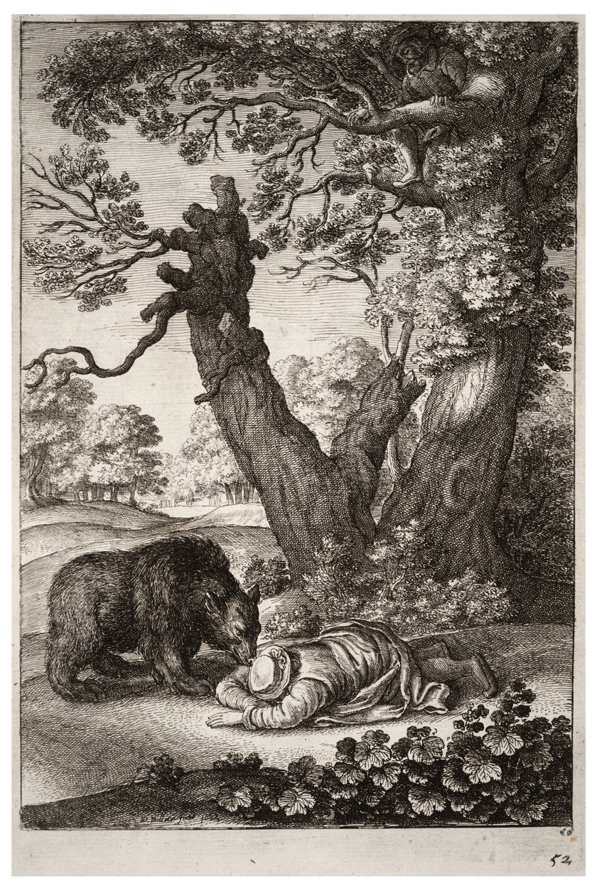 Die Förster und der Bär. Zustand 1 von Wenceslaus Hollar