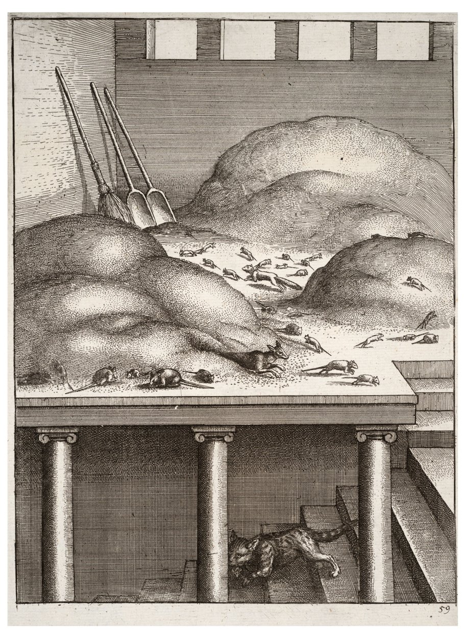 Der alte Wiesel und die Mäuse von Wenceslaus Hollar