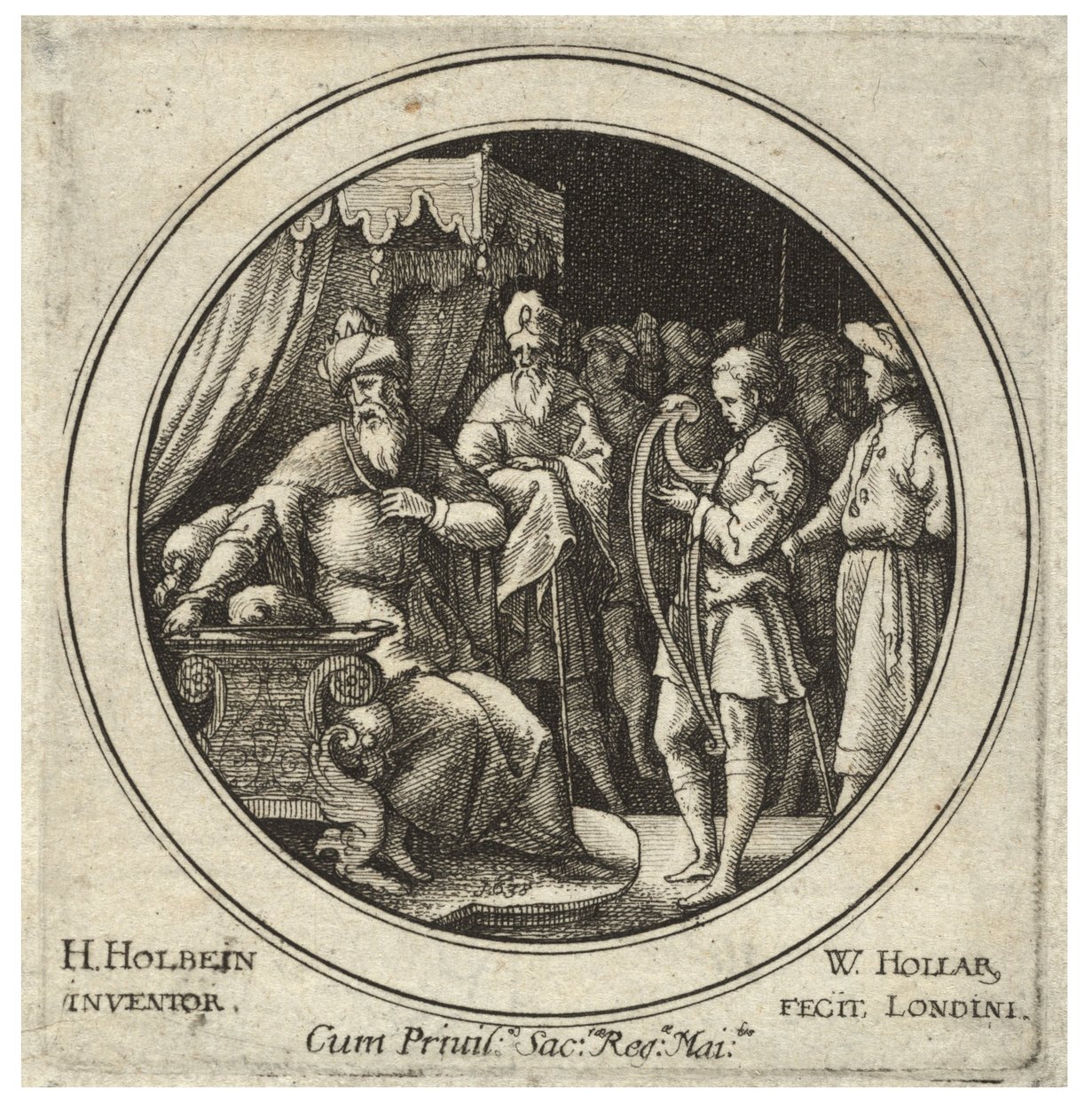 David vor Saul (Zustand 2) von Wenceslaus Hollar