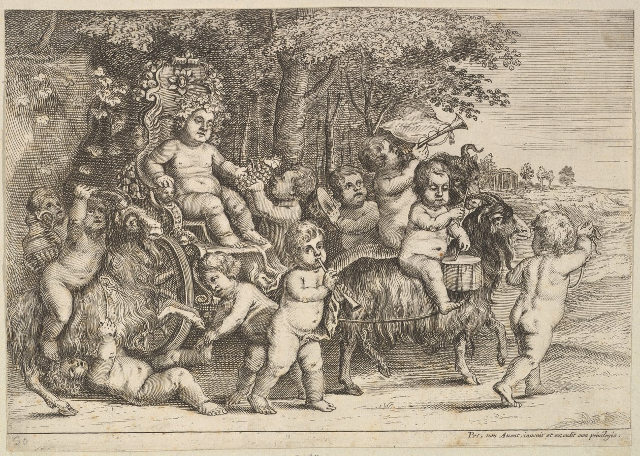 Elf Jungen und drei Ziegen, 1625-77 von Wenceslaus Hollar
