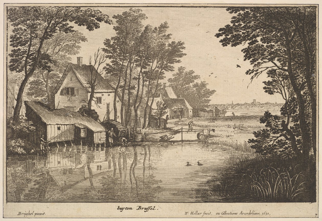 Landschaft mit einem Angler, 1650 von Wenceslaus Hollar