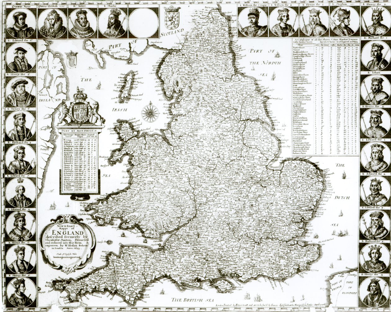 Karte von England und Wales, 1644 von Wenceslaus Hollar