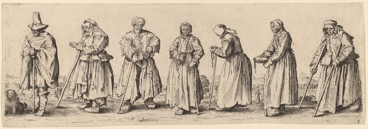 Bettler, Männer und Frauen von Wenceslaus Hollar after Jacques Callot