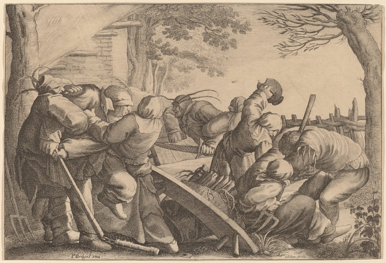 Bauernprügelei von Wenceslaus Hollar after Pieter Bruegel the Elder