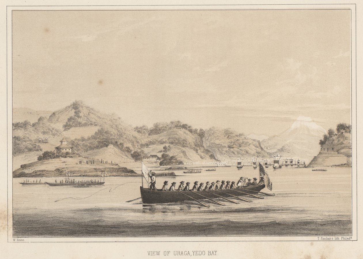 Ansicht von Uraga, Yedo-Bucht, 1855 von Wilhelm Joseph Heine