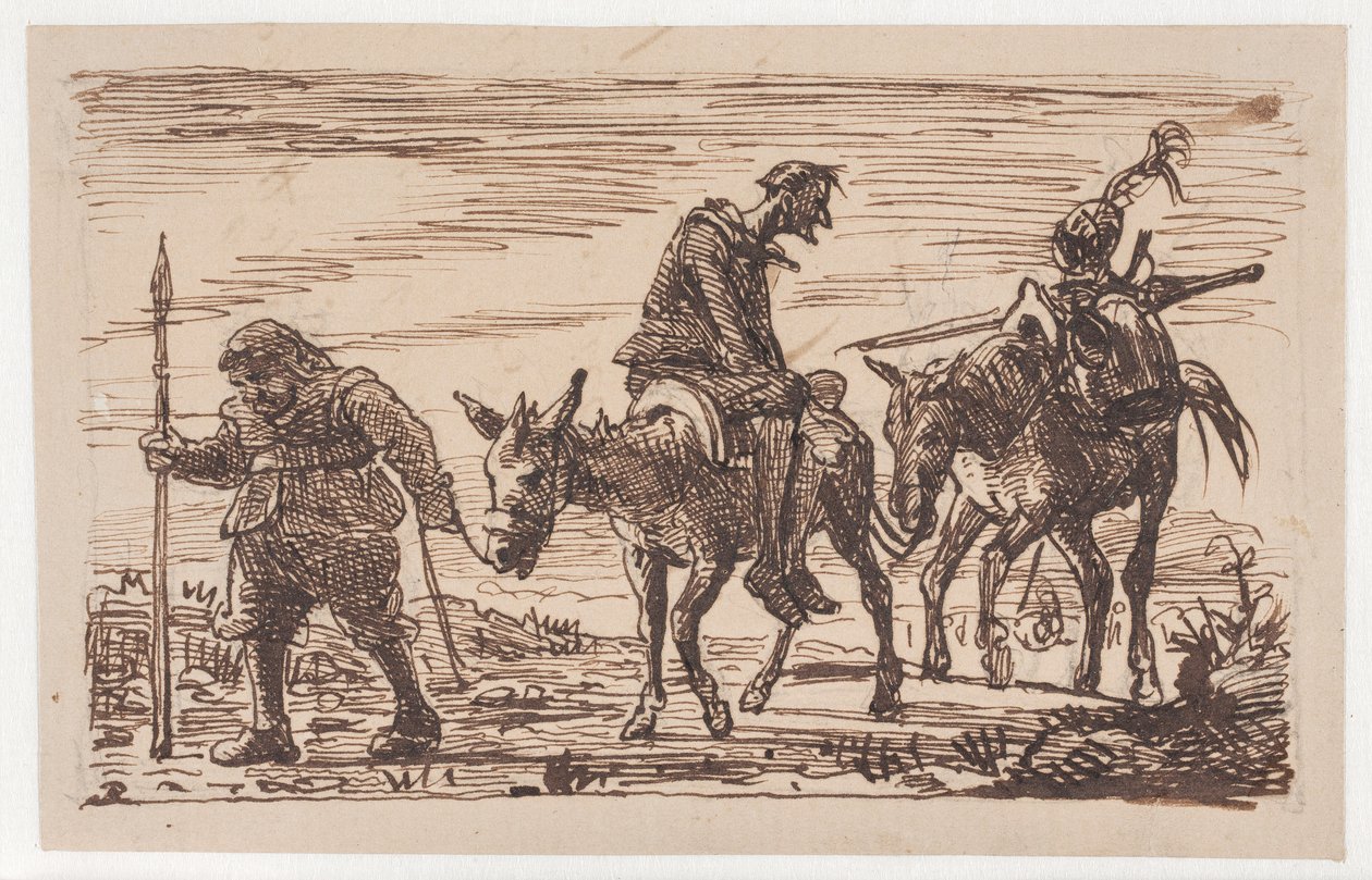 Der durchgeprügelte Don Quixote wird nach Hause geführt von Wilhelm Marstrand