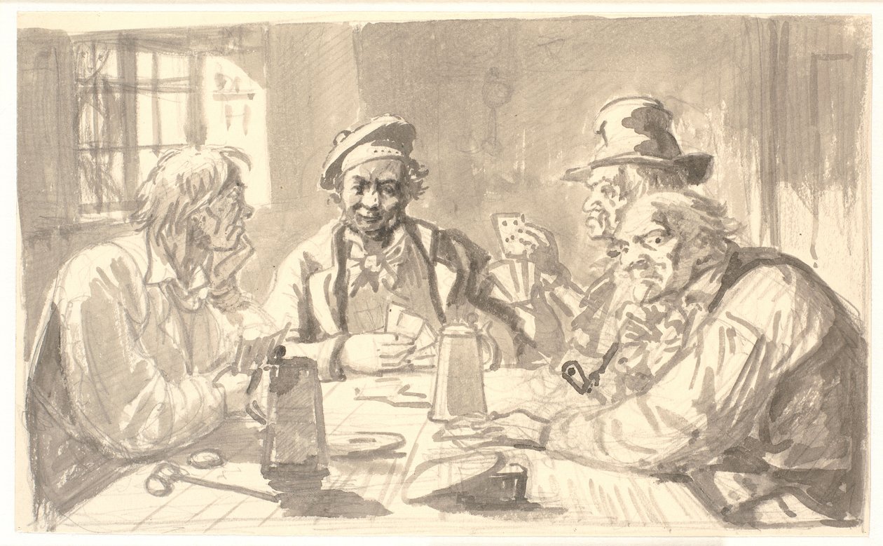 Kartenspiel in einem Wirtshauskeller von Wilhelm Marstrand