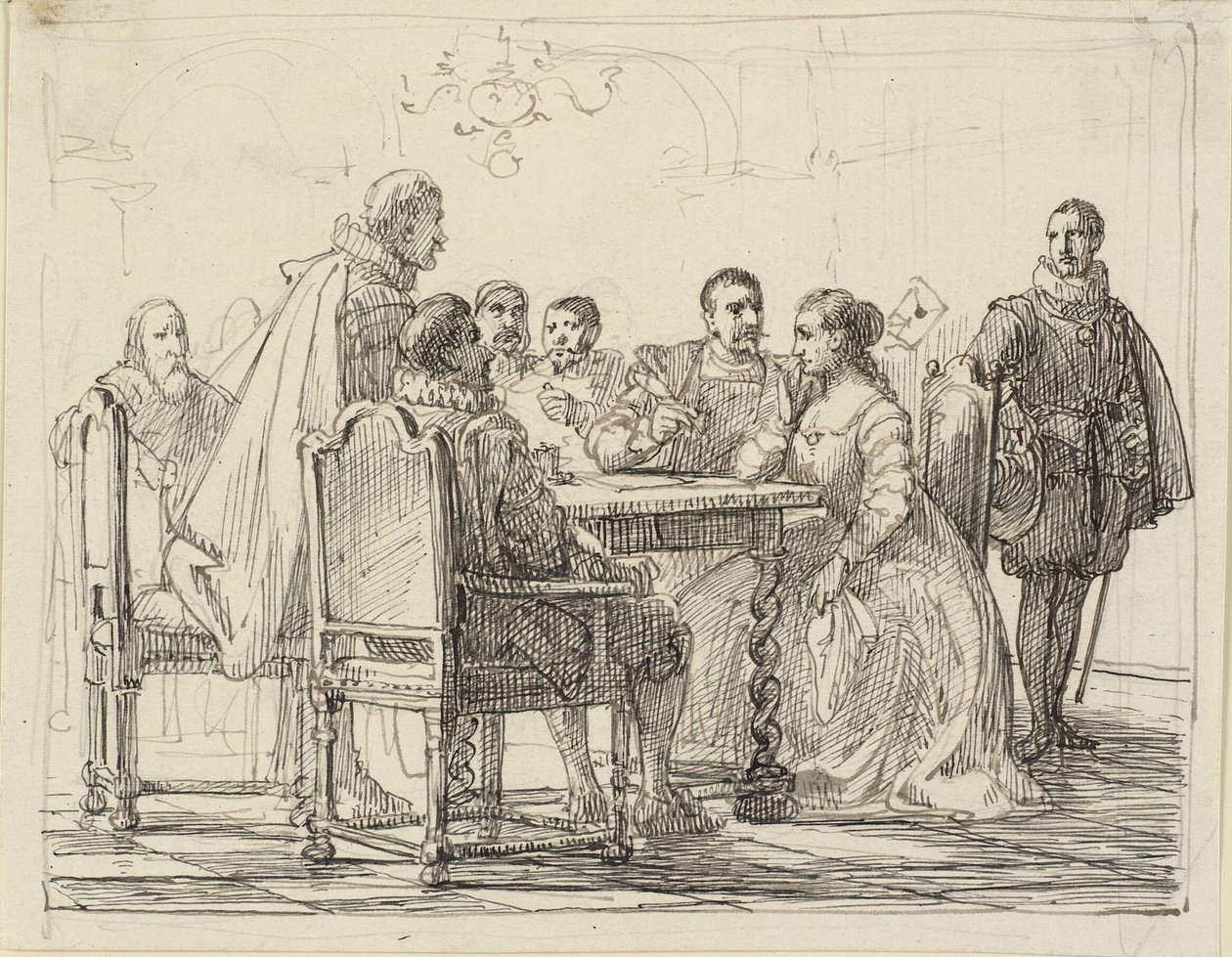 Gesellschaftsszene, Zeit von Chr. IV von Wilhelm Marstrand