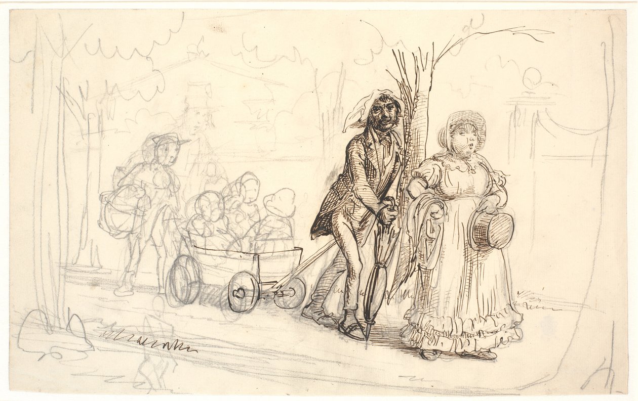 Schuhmacherfamilie auf dem Weg zum Picknick am Strandweg von Wilhelm Marstrand
