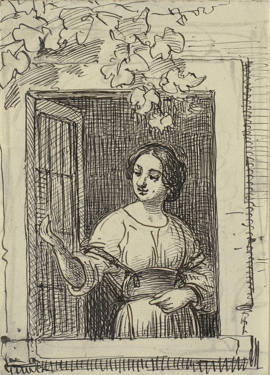 Junges Mädchen am Fenster von Wilhelm Marstrand