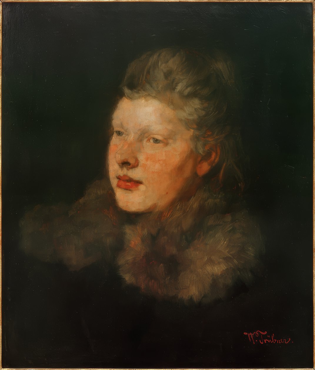 Blondine mit Pelz von Wilhelm Trübner