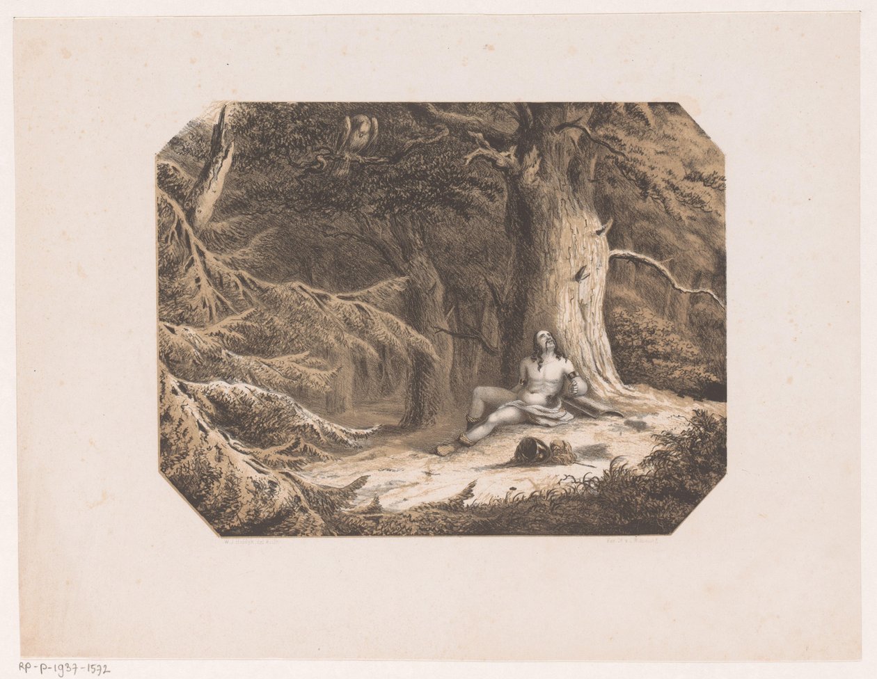 Halbnackter Mann im Wald von Willem Jacob Hofdijk