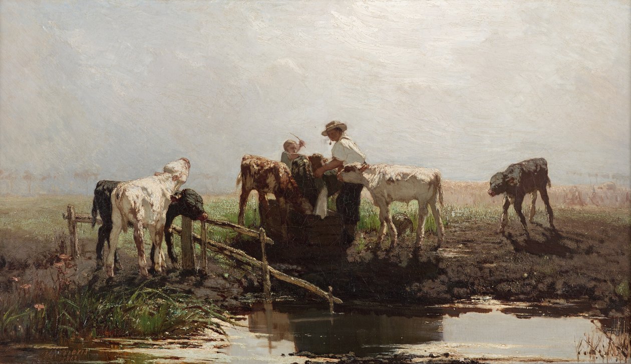 Kälber an einem Teich, 1863 von Willem Maris