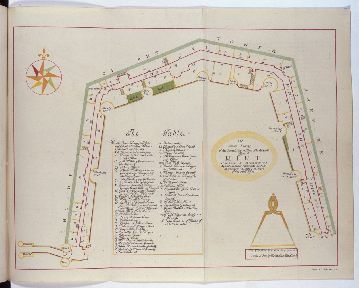 Plan der Königlichen Münze im Tower, 1701 von William Alingham