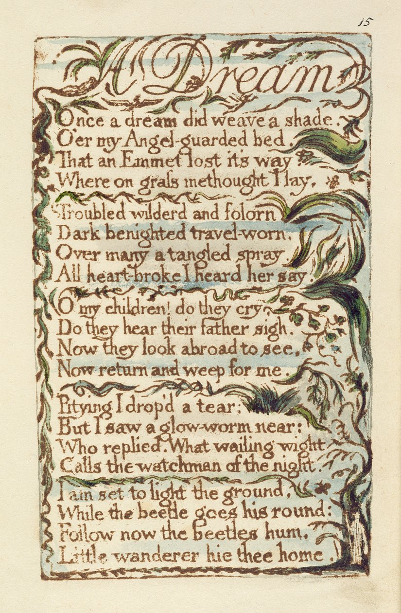 Ein Traum, Illustration aus Songs of Innocence and of Experience (Bentley Copy L) pl.15 (Bentley 26) 1789-94 von William Blake