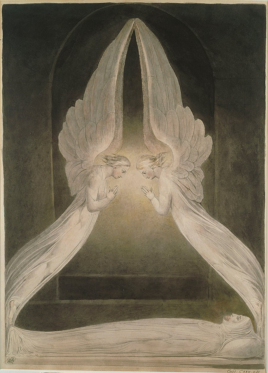 Christus im Grab, bewacht von Engeln von William Blake