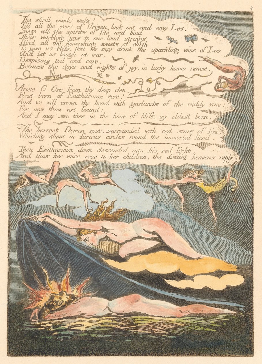 Europa. Eine Prophezeiung, Tafel 6, Die schrillen Winde wecken... (Bentley 7) von William Blake