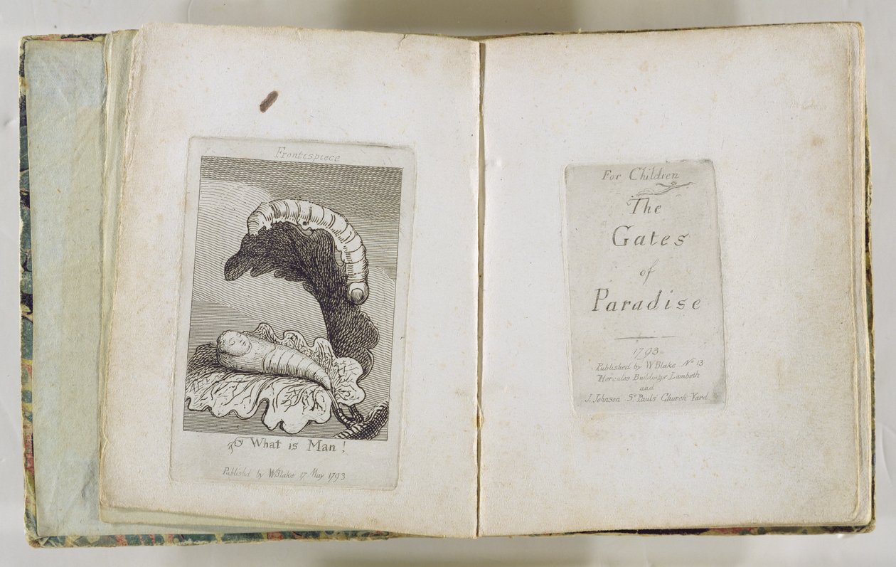 Für Kinder. Die Tore des Paradieses (und Frontispiz), 1793 von William Blake