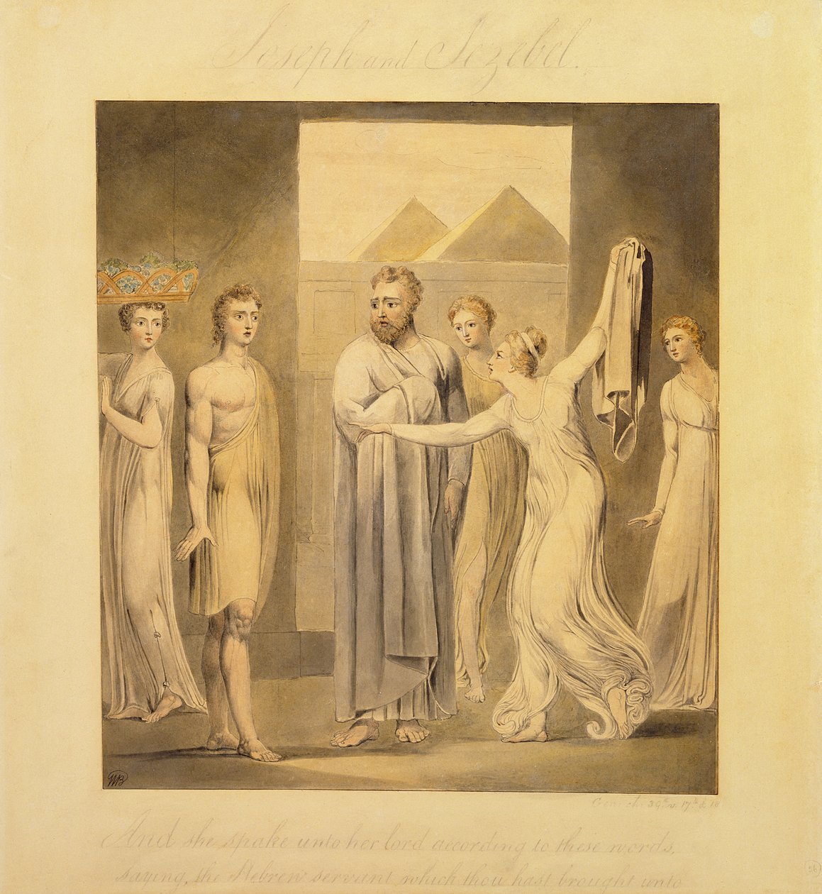 Joseph und Potiphars Frau, 1803-05 von William Blake