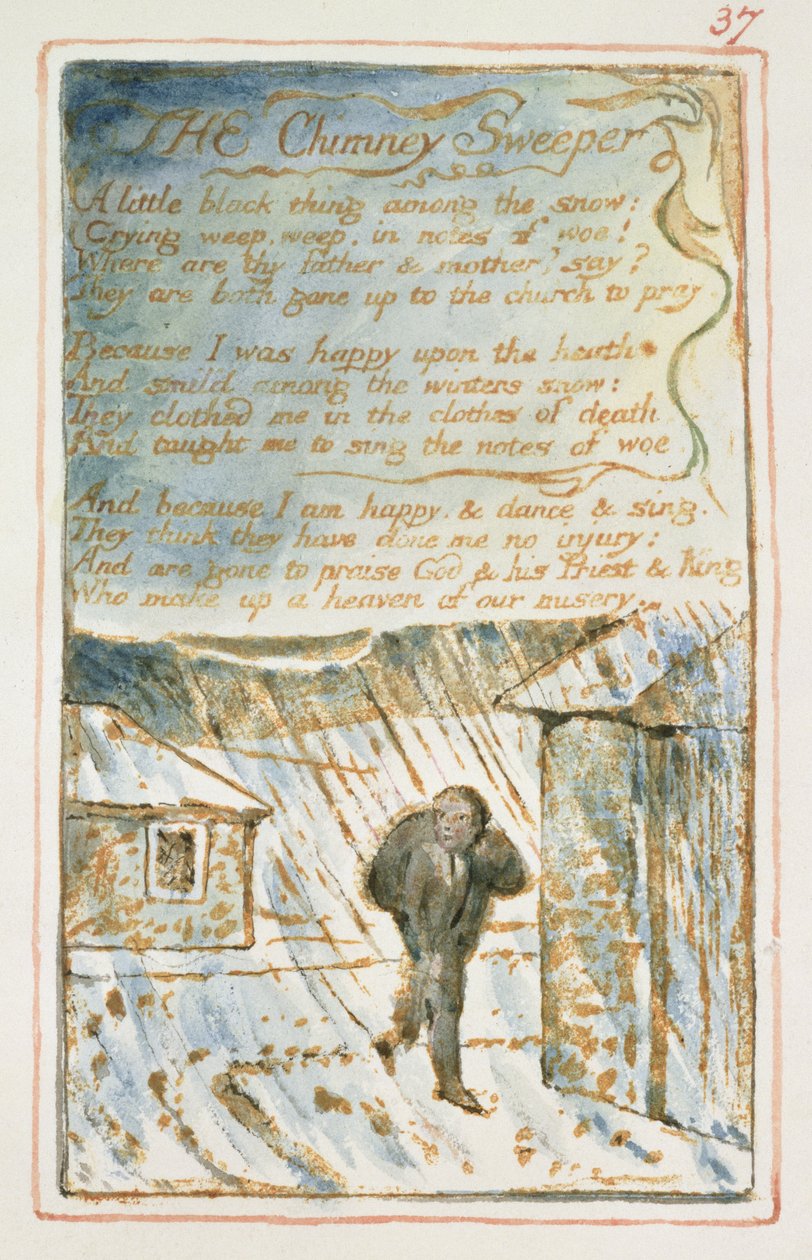 Der Schornsteinfeger: Tafel 37 aus Songs of Innocence and of Experience (Kopie AA) von William Blake