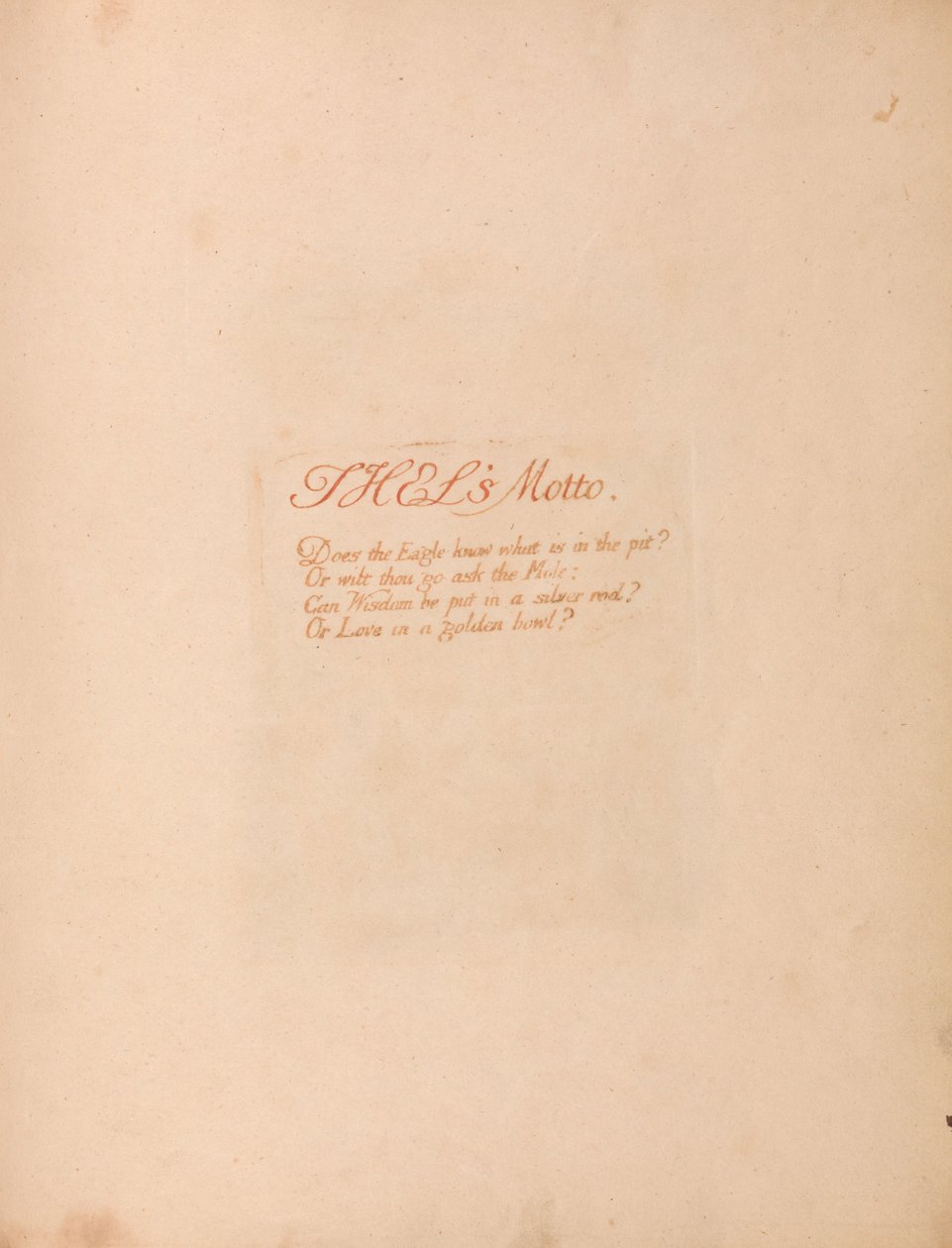 Das Buch Thel, Tafel 1, Thels Motto . . . . von William Blake