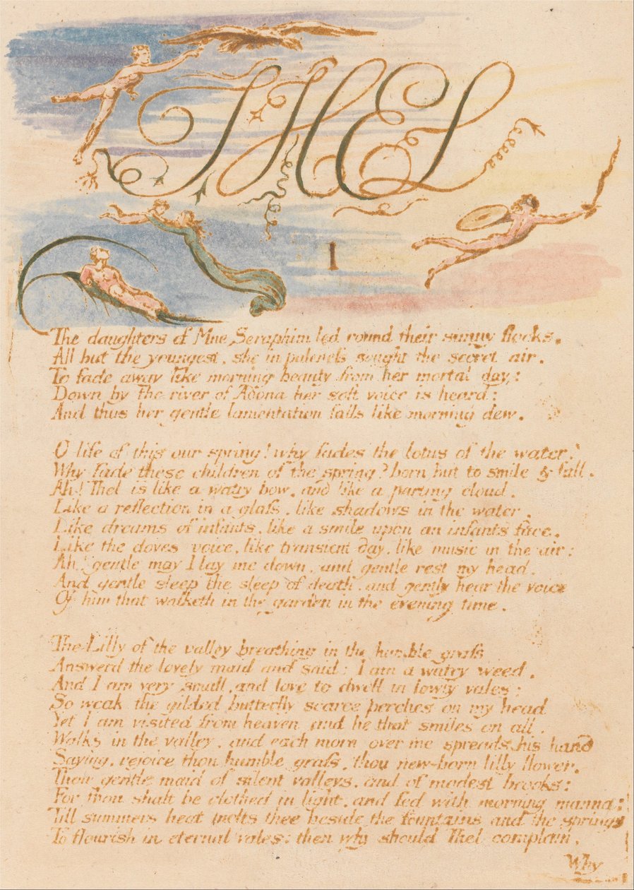 Das Buch Thel, Tafel 3, Thel , I , Die Töchter von Mne Seraphim . . . . von William Blake