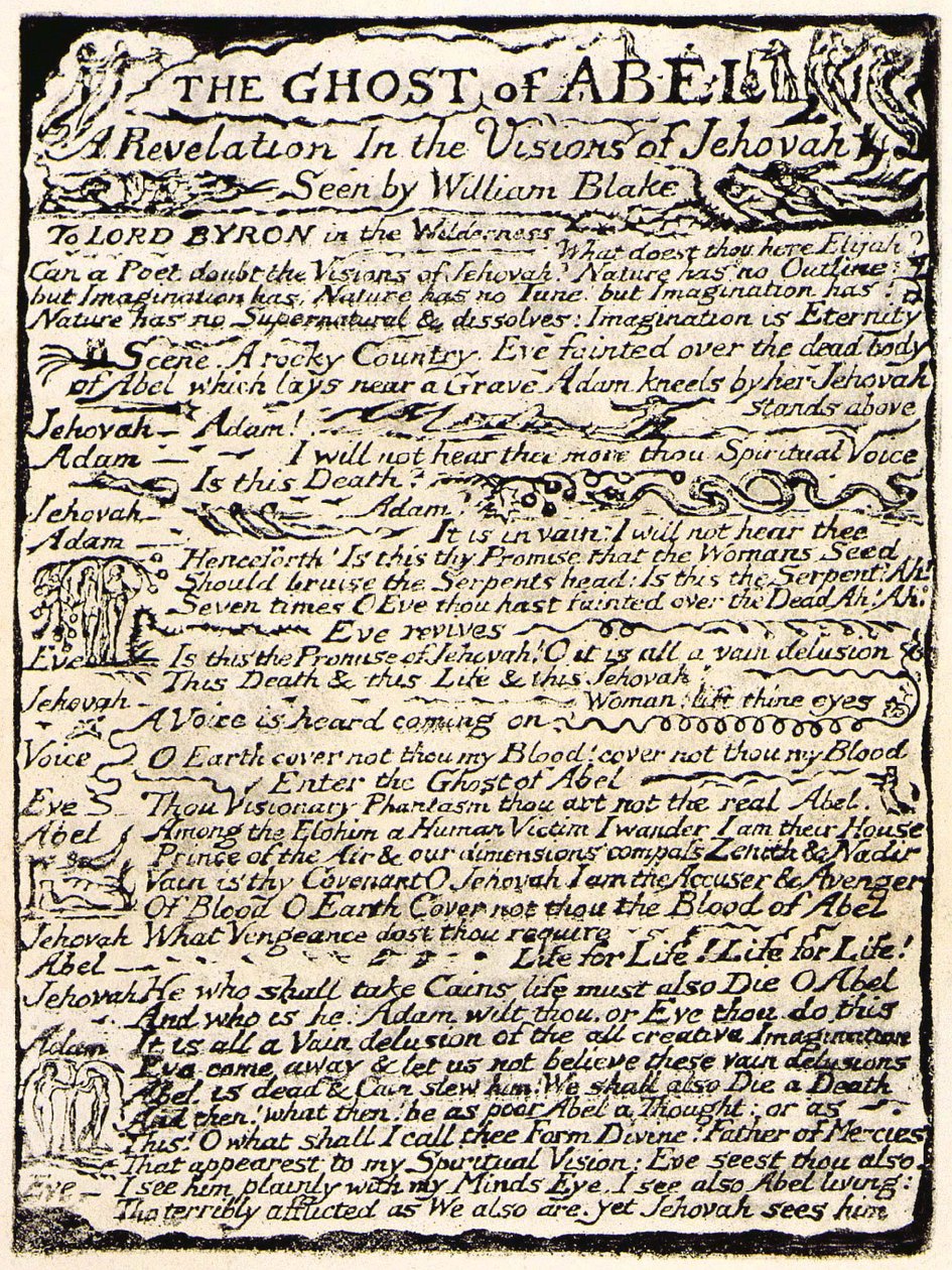 Der Geist von Abel, Seite 1 von William Blake