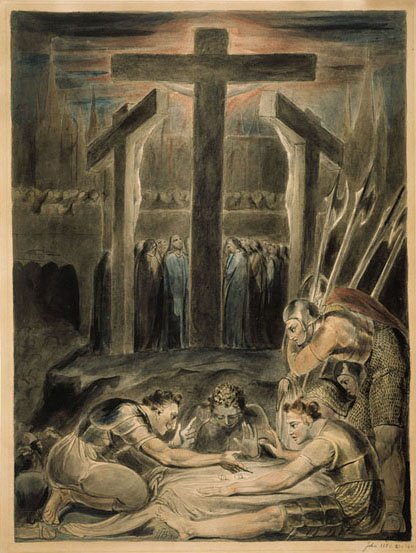 Die Soldaten werfen Lose um die Kleider Christi von William Blake