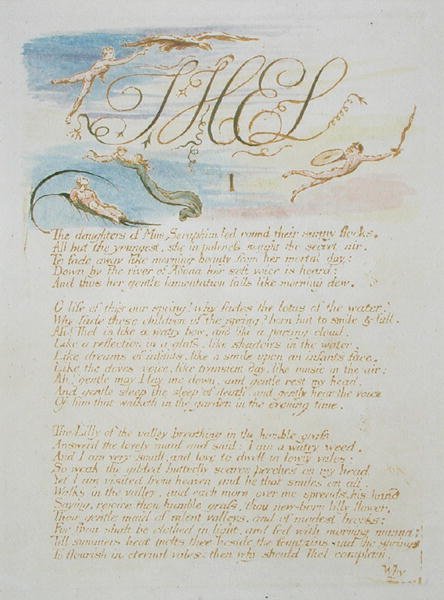 ThelIThe Daughters of Mne Seraphim..., Platte 3 aus The Book of Thel, 1789 von William Blake