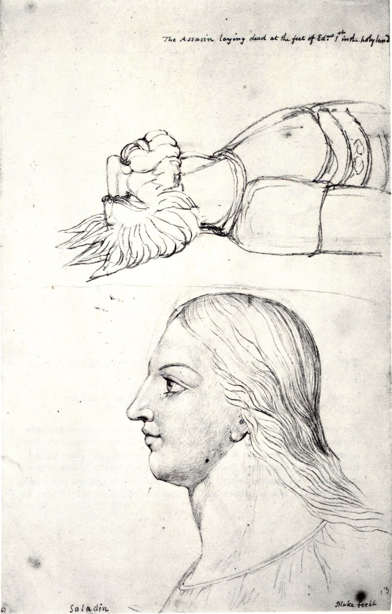 William Blake, Visionäre Köpfe von Saladin und dem Attentäter von William Blake
