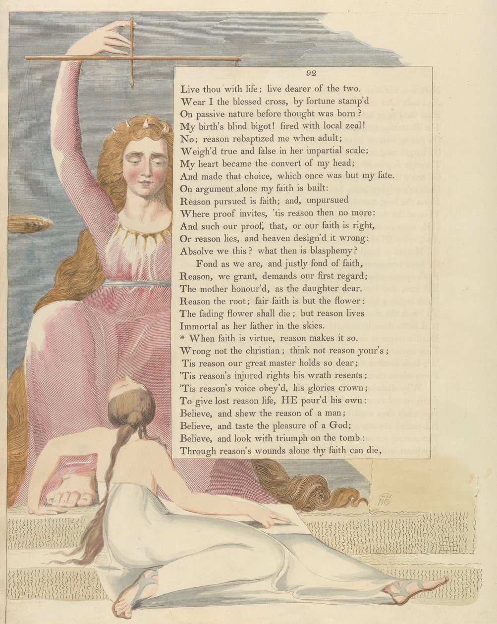 Youngs Nachtgedanken, Seite 92, Wenn der Glaube Tugend ist, macht die Vernunft es so von William Blake